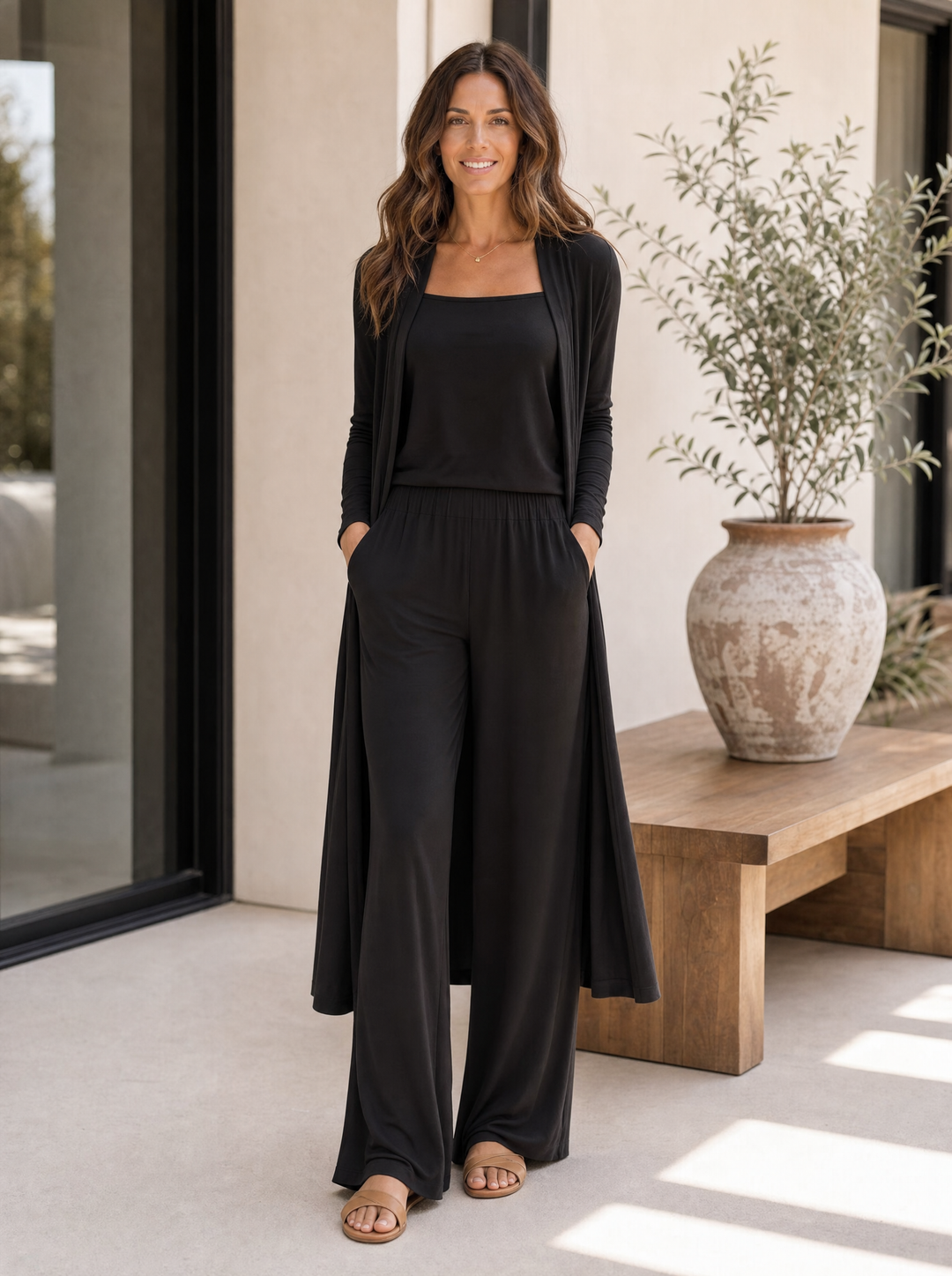 The Essential Set in Midnight on a sunlit patio