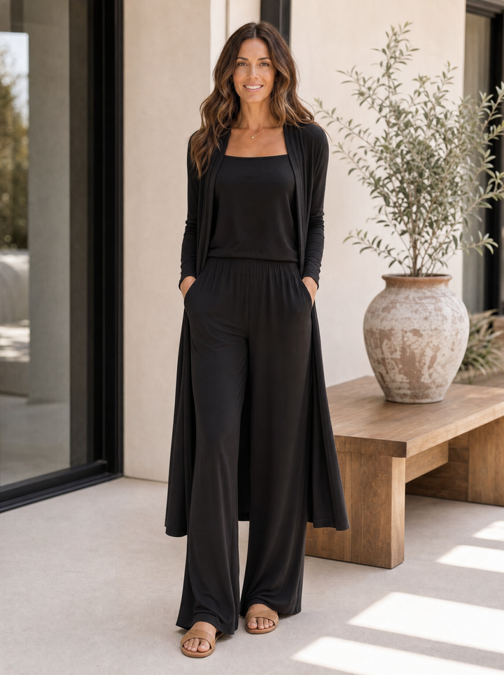The Essential Set in Midnight on a sunlit patio